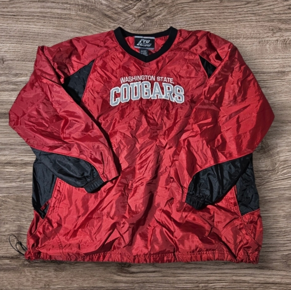 Vintage‎ WSU Cougars XL Jacket Washington State Bomber Windbreaker Pullover Red